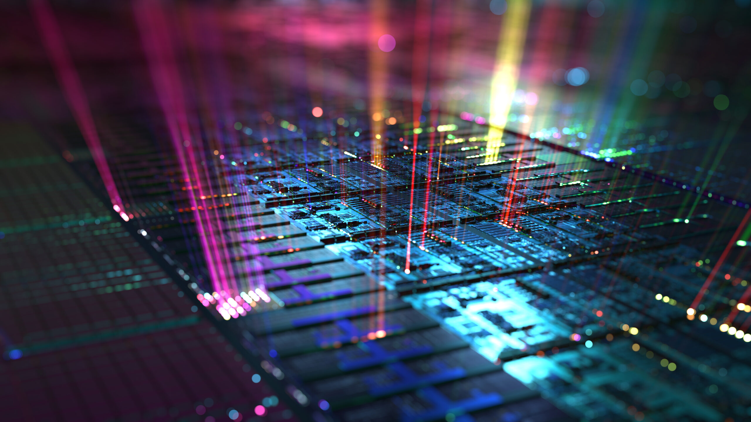 Silicon,Wafer,,Hardware,Data,Processing,Background.,3d,Rendering